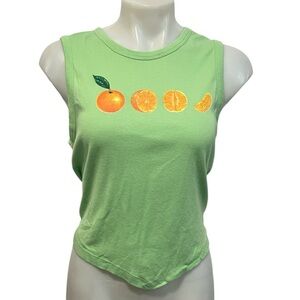 Urban Outfitters organic cotton lime green tank top with oranges cutout back XL